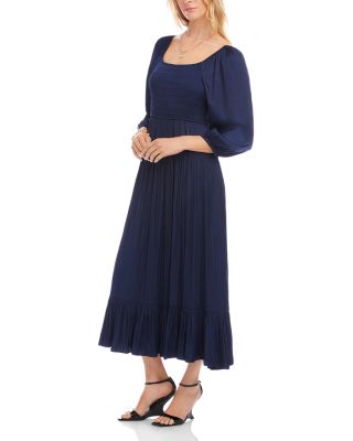 Blouson Sleeve Smocked Midi Dress	 