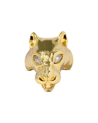 Crystal Panther Visage Ring