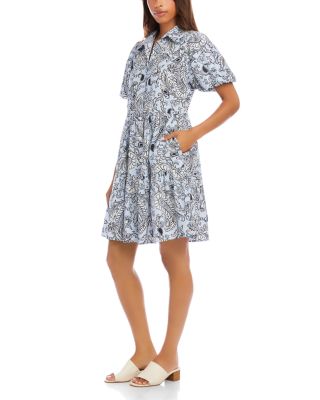 Puff Sleeve Tiered Shirtdress