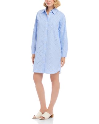 Roll Tab Embellished Shirt Dress