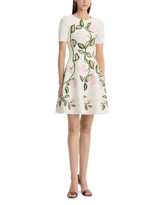 Porcelain Flower Jacquard Knit Dress