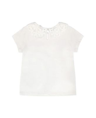 Girls' Short Sleeve Crochet Peter Pan Collar T-Shirt - Big Kid