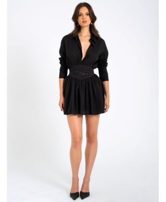  Jamila Embroidered Waist Shirt Style Mini Dress