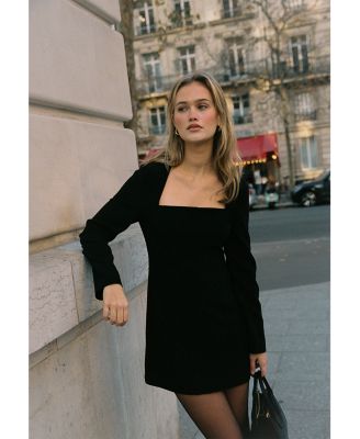 Whisper Square Neck Long Sleeve Mini Dress