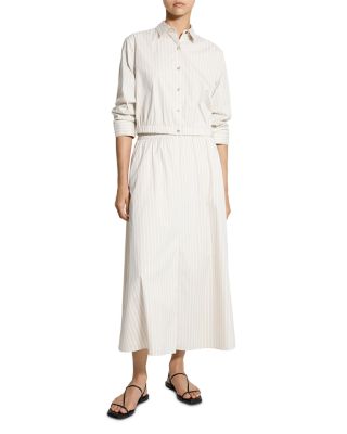 Fixed Sleeved Cropped Striped Shirt 