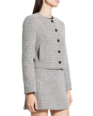 Crewneck Pocket Jacket in Striped Tweed