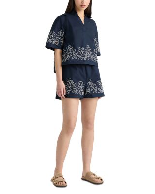 Embroidered Poplin Top