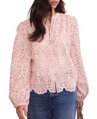  Women's Cotton Broderie Detail Blouse