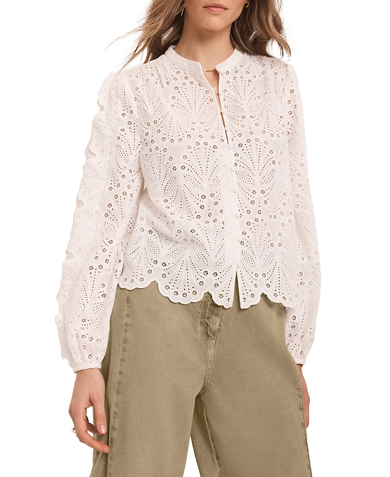 Mint Velvet Women's Cotton Broderie Detail Blouse