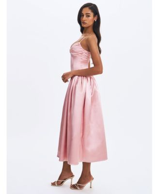  Tullia Satin Ruched Midi Dress
