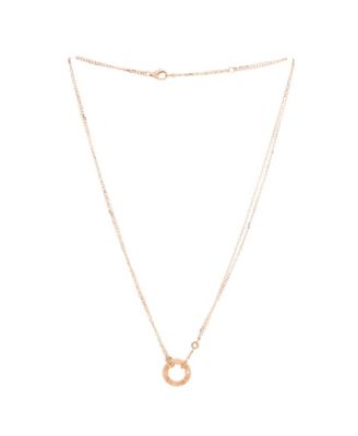  2 Diamonds Love Pendant Necklace 18K Rose Gold and Diamonds, 16"