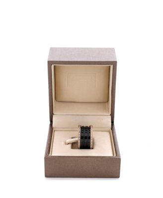  B.Zero1 Three Band Ring 18K Rose Gold and Ceramic with Diamonds