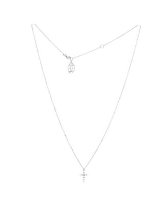  Cross Pendant Necklace 18K White Gold with Diamonds, 16.25"
