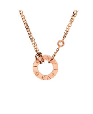  2 Diamonds Love Pendant Necklace 18K Rose Gold and Diamonds, 16.25"