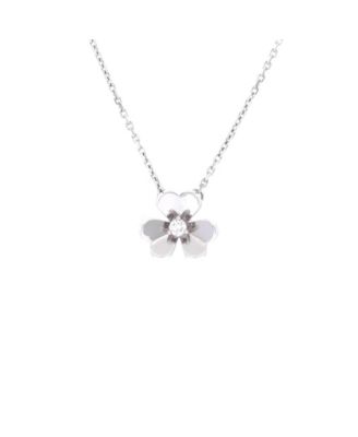  Mini Frivole Pendant Necklace 18K White Gold and Diamond, 0.6"