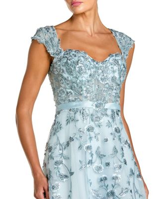 Floral Embroidered Sweetheart Neckline Dress