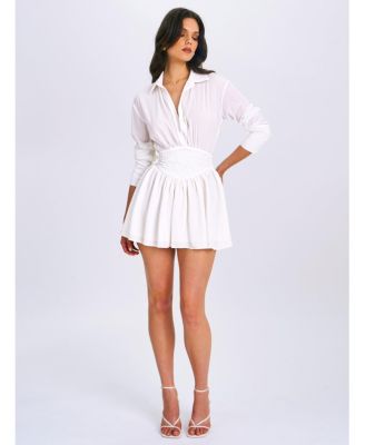  Jamila Shirt Mini Dress with Embroidered Waist Detail