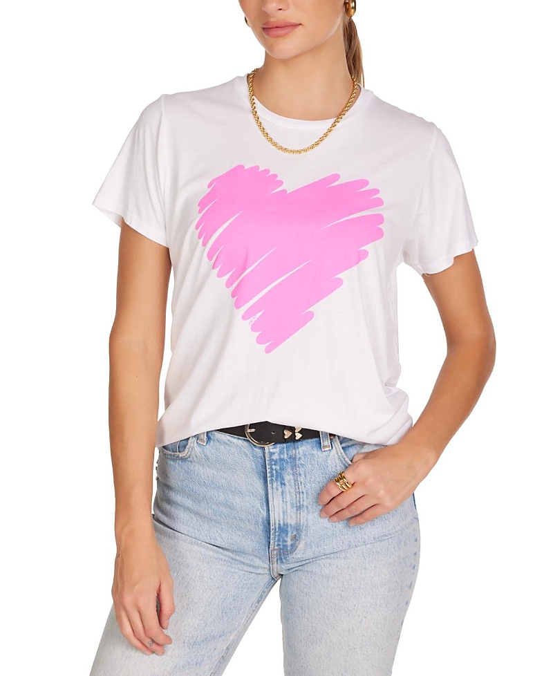 Lauren Moshi Wolf X Pink Scribble Heart Tee