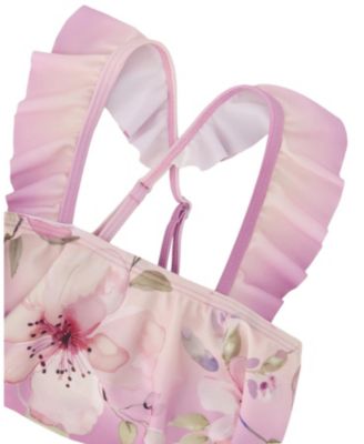 Girls' Two-Piece Ruffle Flared Flower Swimsuit - Big Kid