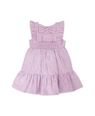  Girls' Sleeveless Flutter Ruffles Striped Dress - Baby