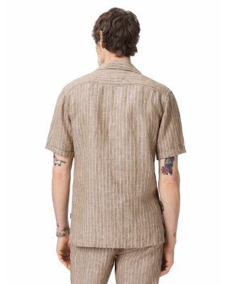 Gray Linen Extended Lapel Collar Shirt