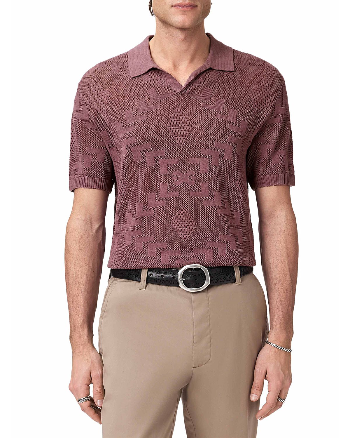 John Varvatos Corso Crochet Polo Shirt