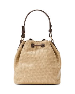 Evie Woven Raffia Effect Leather Bucket Bag
