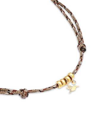 14K Yellow Gold Paracord Diamond & Hummingbird Desert Camo Rondelle Necklace, 12-26"
