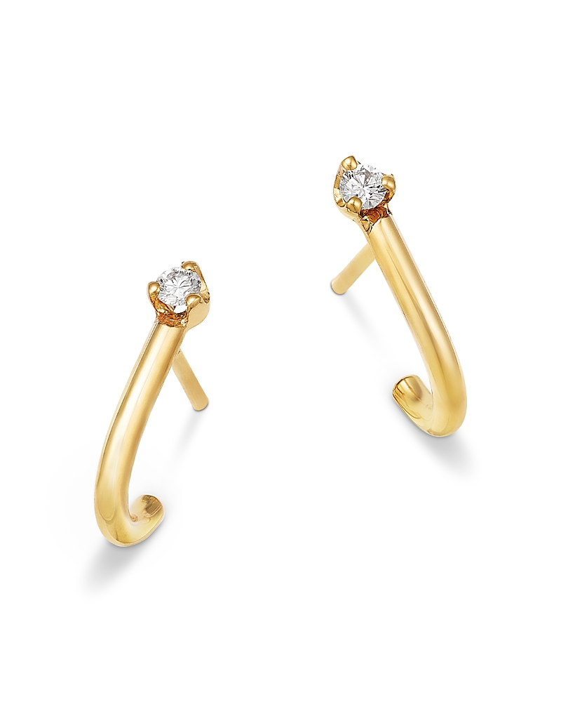 Zoe Chicco 14K Yellow Gold Prong Diamonds J Hoop Earrings