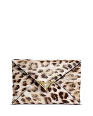 Leopard Print Calf Hair Envelope Clutch