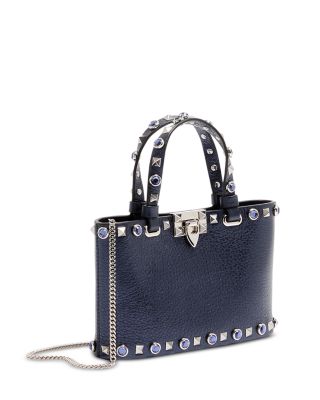 Mini Rockstud & Rhinestone Leather Shoulder Bag