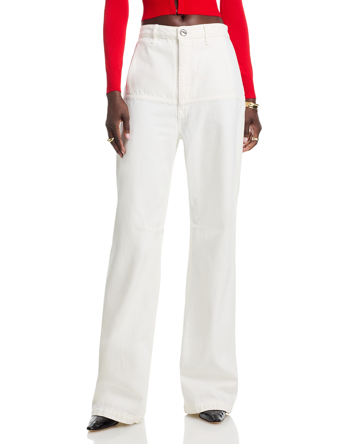 Brandon Maxwell The Stevie Wide Leg Jeans in White