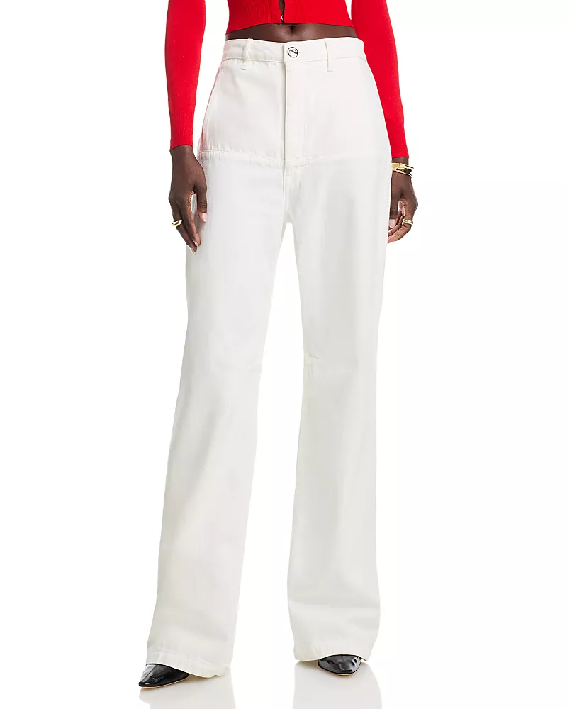 Brandon Maxwell The Stevie Wide Leg Jeans in White