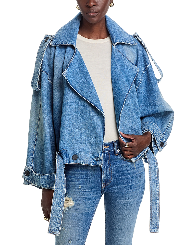 Brandon Maxwell Regan Denim Trench Coat in Indigo