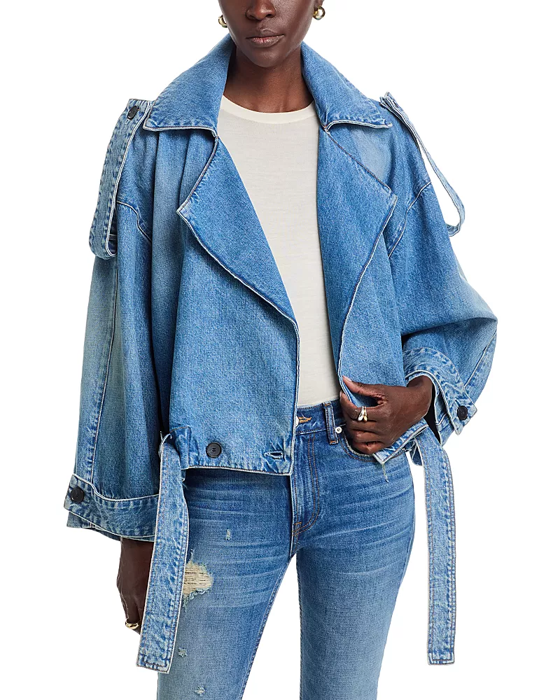 Brandon Maxwell Regan Denim Trench Coat in Indigo
