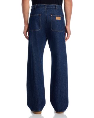 Rip Panel Regular Straight Fit Jeans in Blue