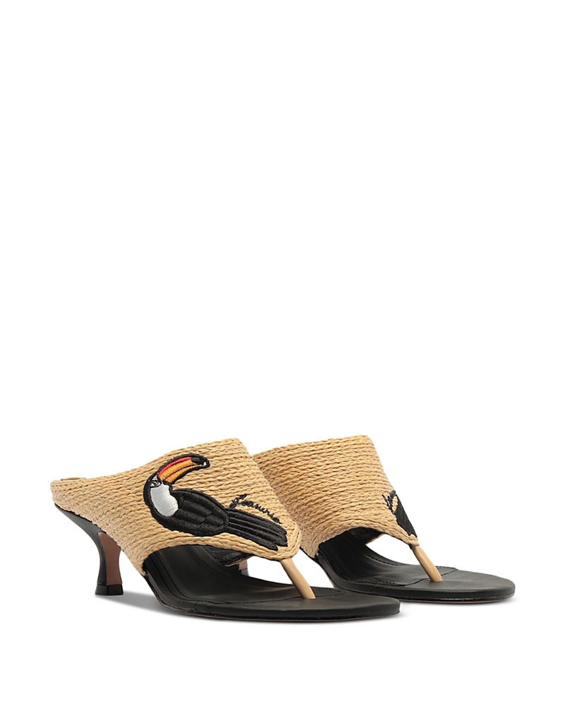 Farm Rio Women's Raffia Icons Kitten Heel Sandals