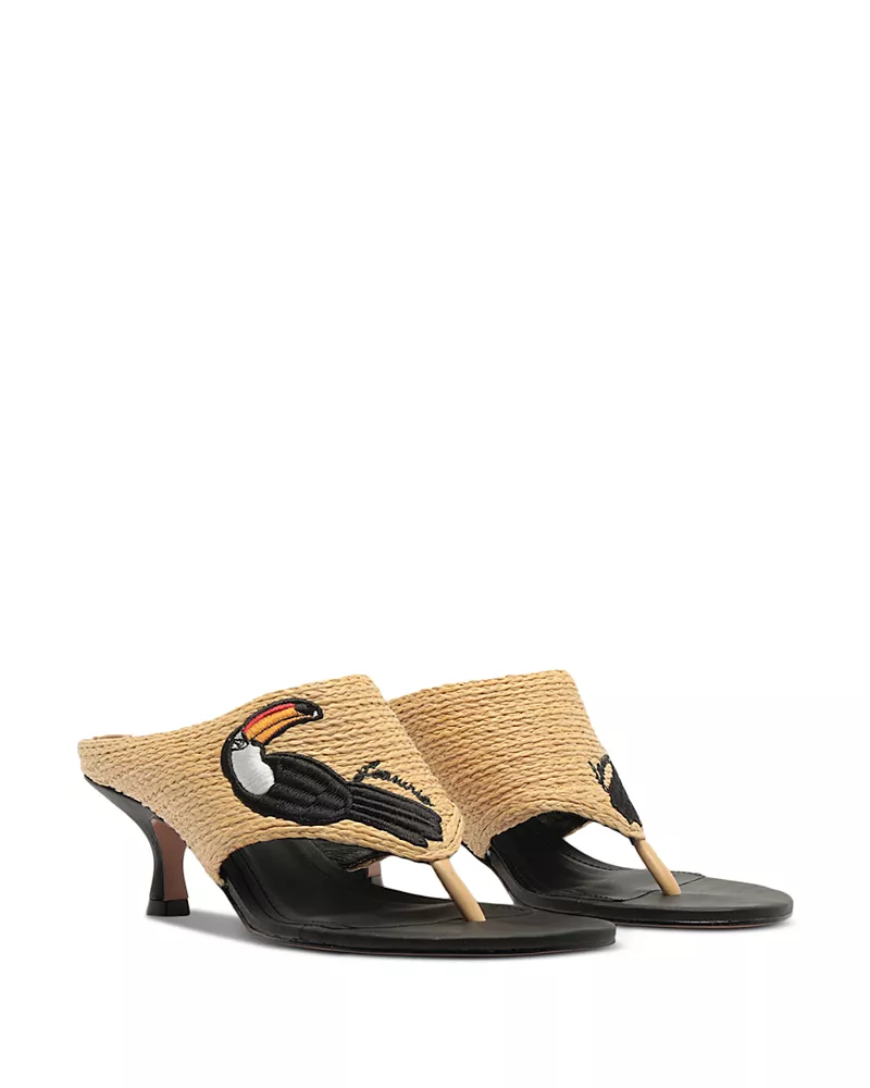 Farm Rio Women's Raffia Icons Kitten Heel Sandals