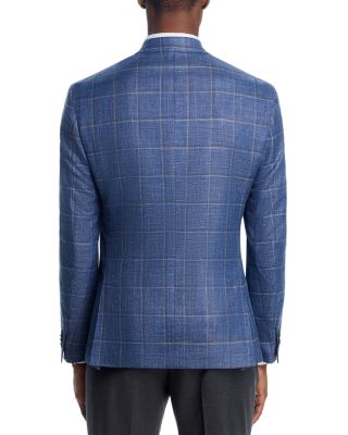 Loro Piana Fabric Wool, Silk, & Linen Windowpane Unstructured Regular Fit Sport Coat - Exclusive