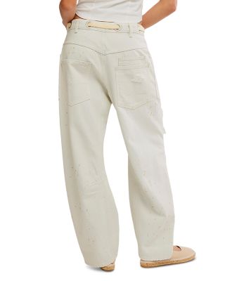 We The Free Moxie Low Slung Pull On Barrel Jeans in Sea Mist