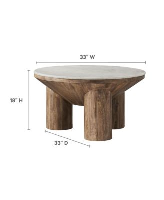  Ellison 33" Round Wood Coffee Table with Marble Top