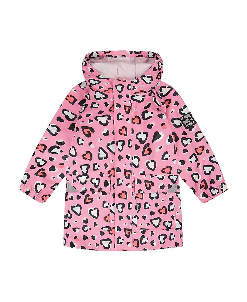 Deux par Deux Girls' Polyurethane Heart Rain Jacket - Little Kid
