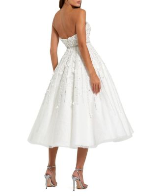  Embellished Lace Strapless Midi A Line Dress