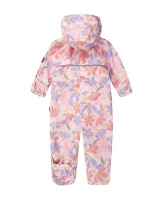 Girls' Mid-Season One-Piece Flower Print Outerwear with Hat - Baby
