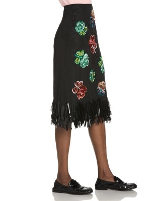 Sequin Fringe Hem Skirt