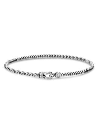 Micro Cable Flex&reg; Buckle Bracelet in Sterling Silver with Diamonds, 2.6mm