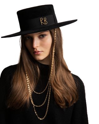 Monogram Embellished Canotier Hat