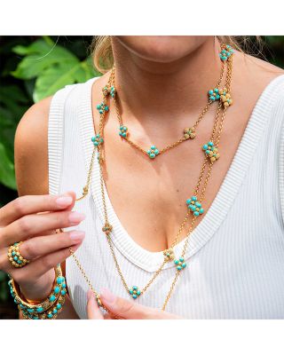 Berry Clover Mother of Pearl Double Sided Necklace, 28"