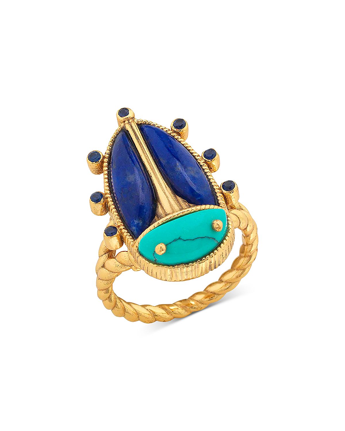 Capucine De Wulf Amethyst & Turquoise Scarab Grande Ring
