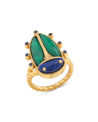 Lapis Lazuli & Malachite Scarab Grande Ring